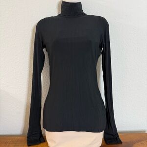 NEW Donna Karan NY Mock Neck Long Sleeve Stretch Viscose High Neck Top Women's S